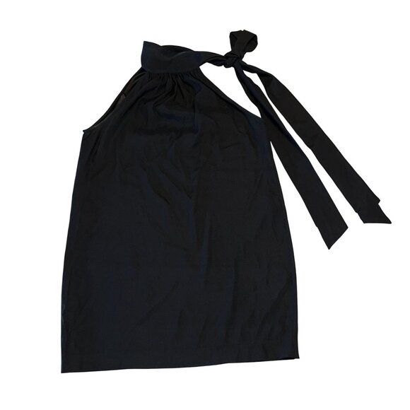 Daine von Furstenberg Black High Neck Tie Silk Blend Blouse Women's 8 - Picture 1 of 5